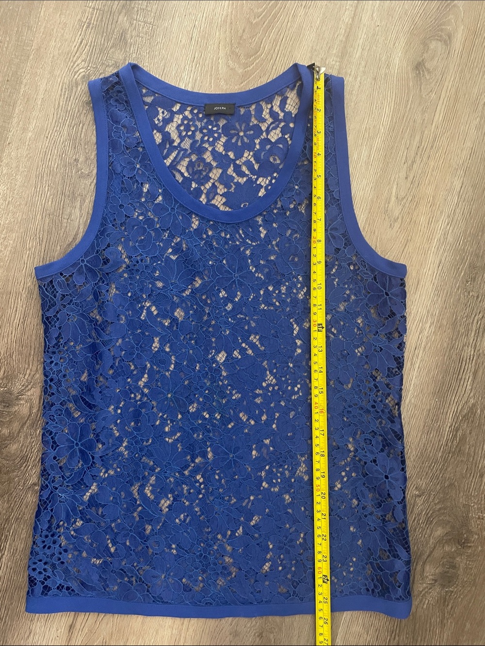 Joseph Cobalt Blue Floral Lace Tank Top Sleeveless Size US 6 EU 40 Cutout - Picture 4 of 7